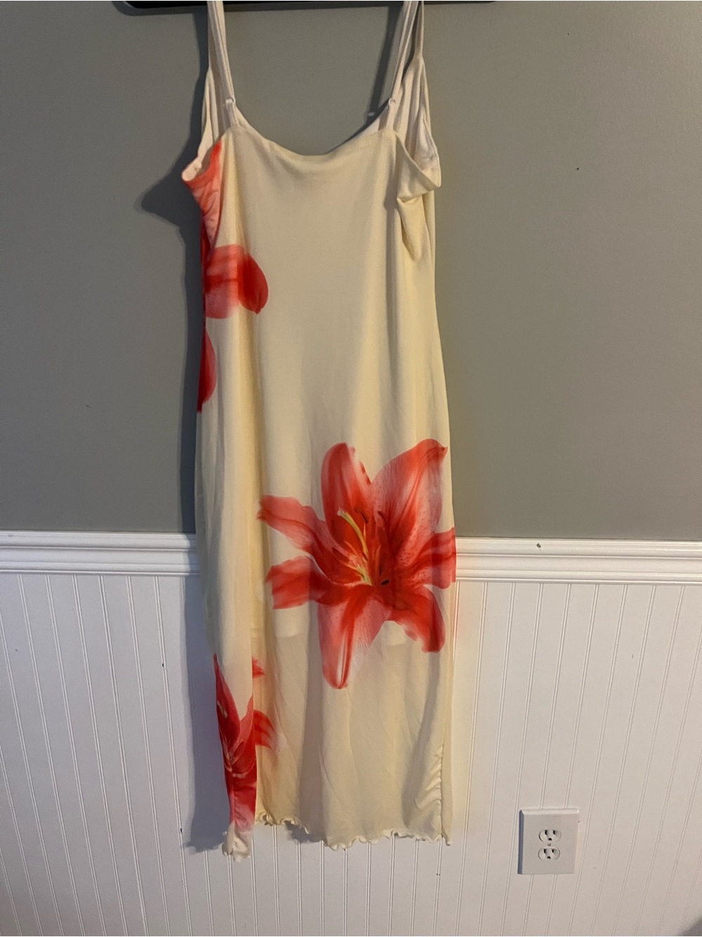 SHEIN Slip Midi Dress with Red Floral Print